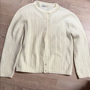 Vintage Elegant Granny Cream Cable Knit Cardigan